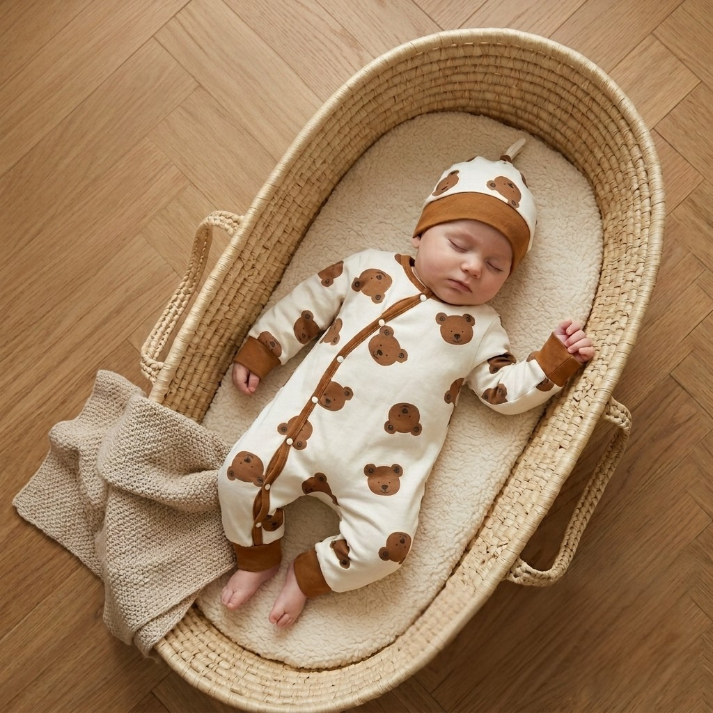 Pyjama Bébé Ourson et Bonnet