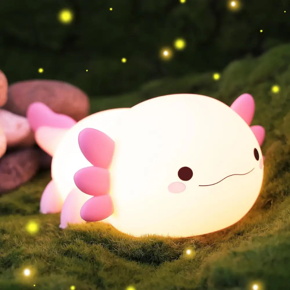 Cute Axolotl Night Light Silicone Nursery Sleeping Lamp Touch Control Nightlights USB Rechargeable Table Lamp for Baby