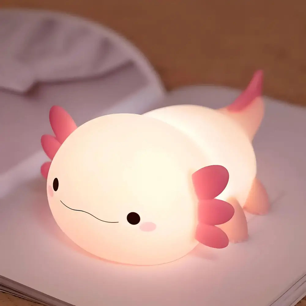 Cute Axolotl Night Light Silicone Nursery Sleeping Lamp Touch Control Nightlights USB Rechargeable Table Lamp for Baby