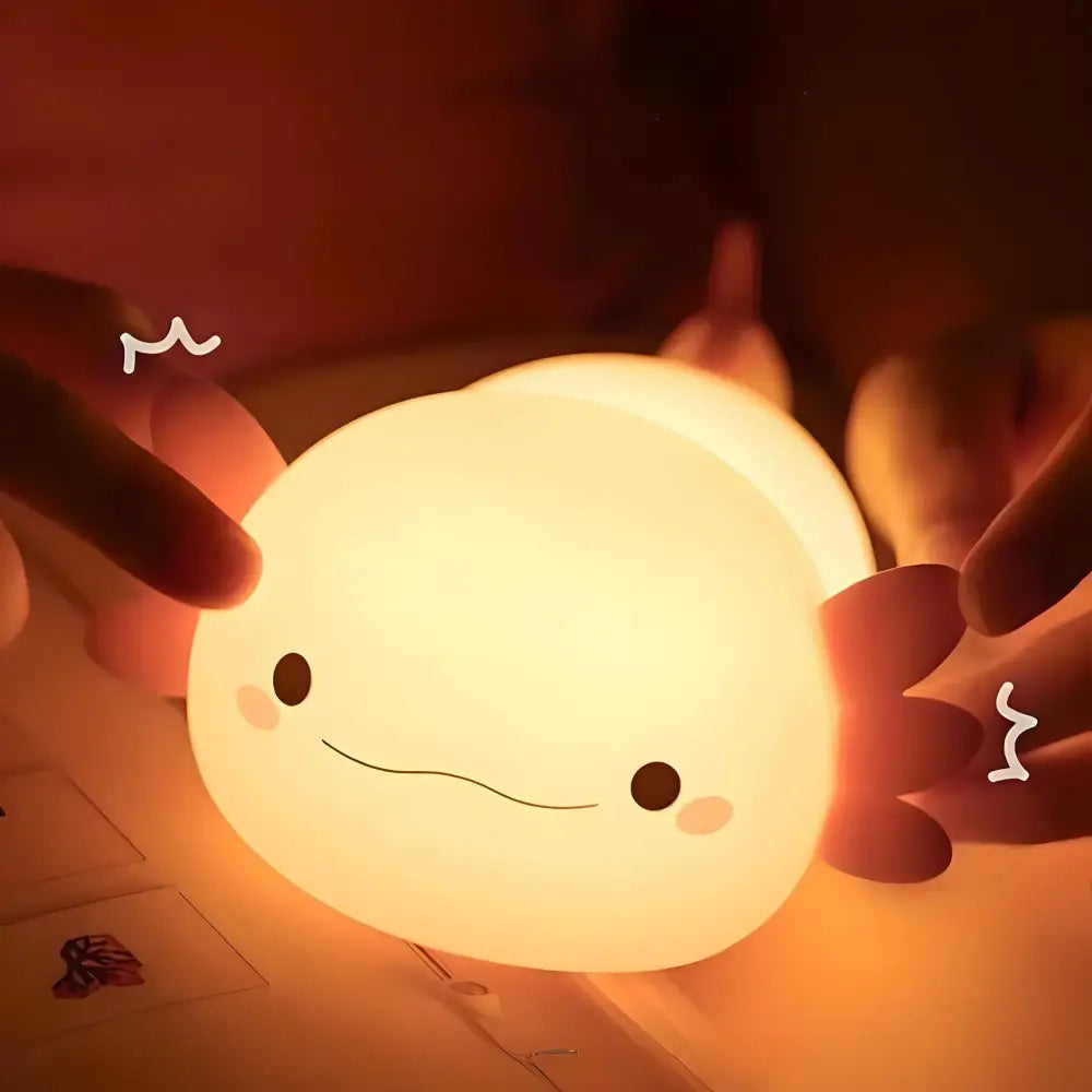 Cute Axolotl Night Light Silicone Nursery Sleeping Lamp Touch Control Nightlights USB Rechargeable Table Lamp for Baby