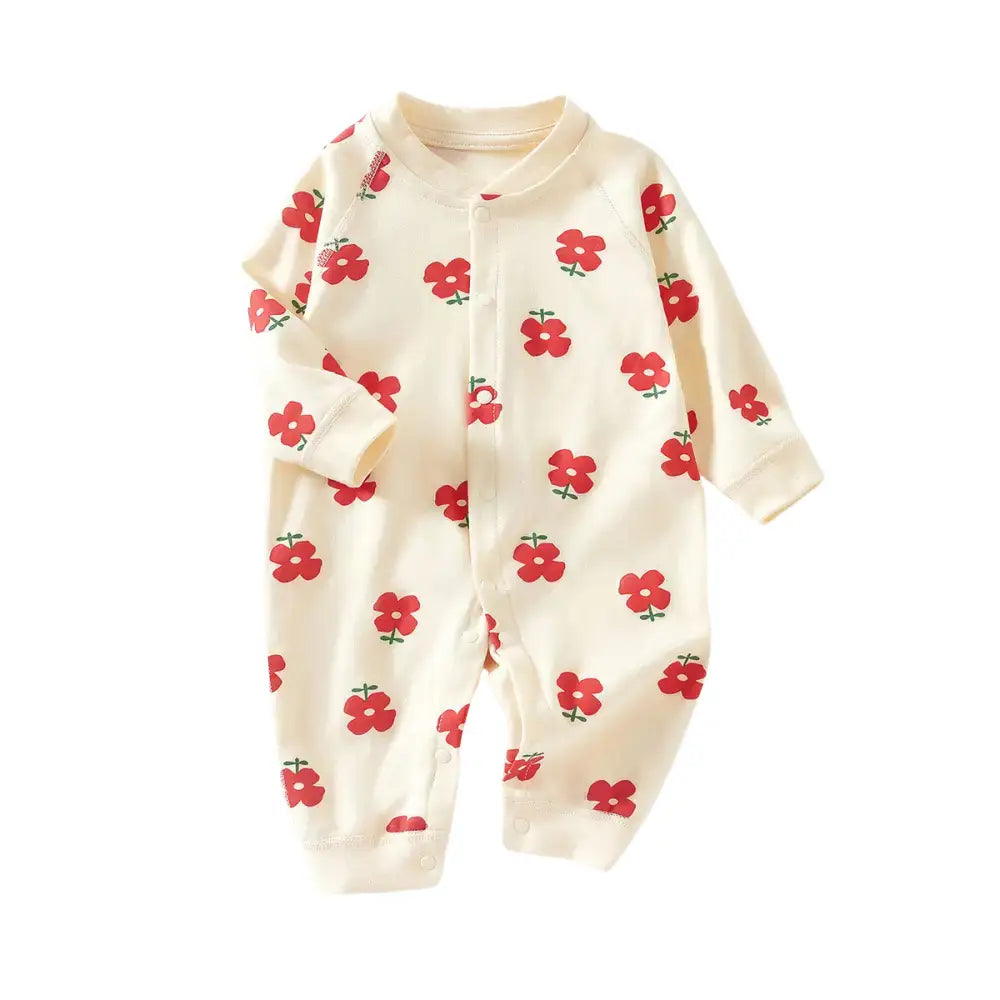 Grenouillère Bébé Mi-Saison - Motifs - Fleurs / 0-3 Mois - Grenouillère