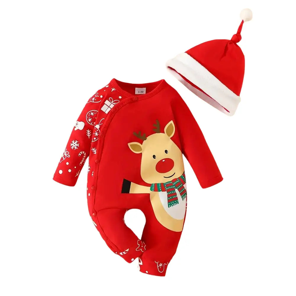 Grenouillère Bébé Noël Cerf - 0-3 Mois