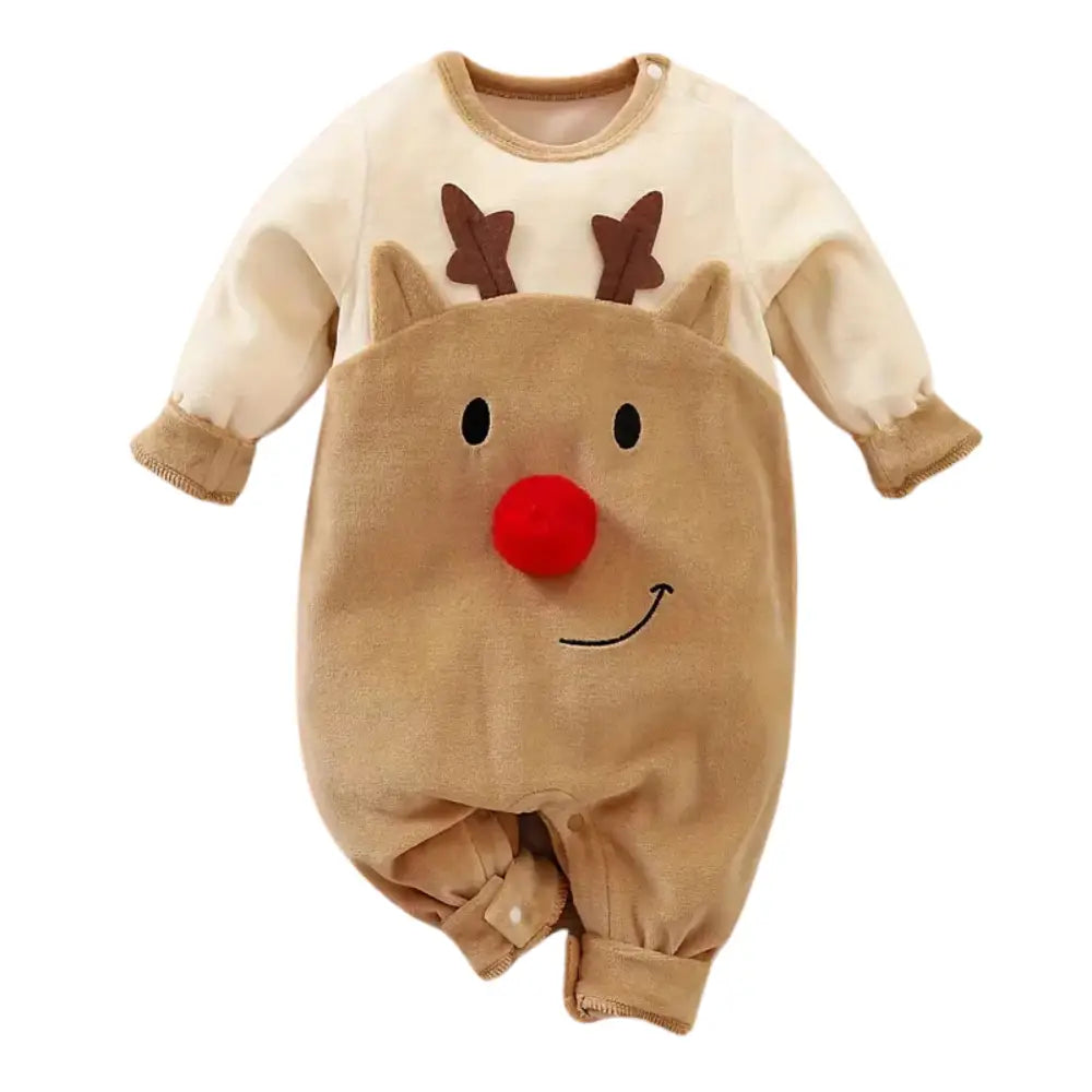 Grenouillère Bébé Noël - Cerf Marron / Naissance - Grenouillère