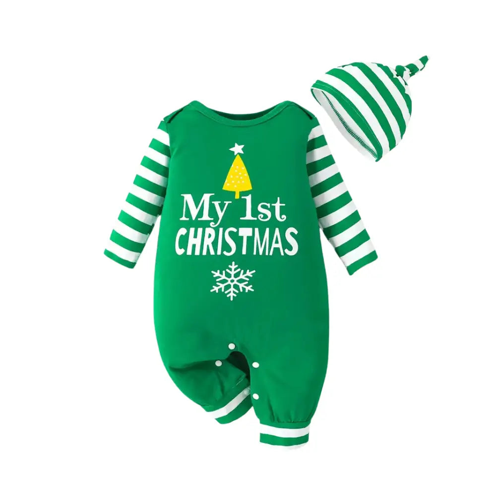 Grenouillère Bébé Noël - Mon Premier Noël - Vert / 0-3 Mois