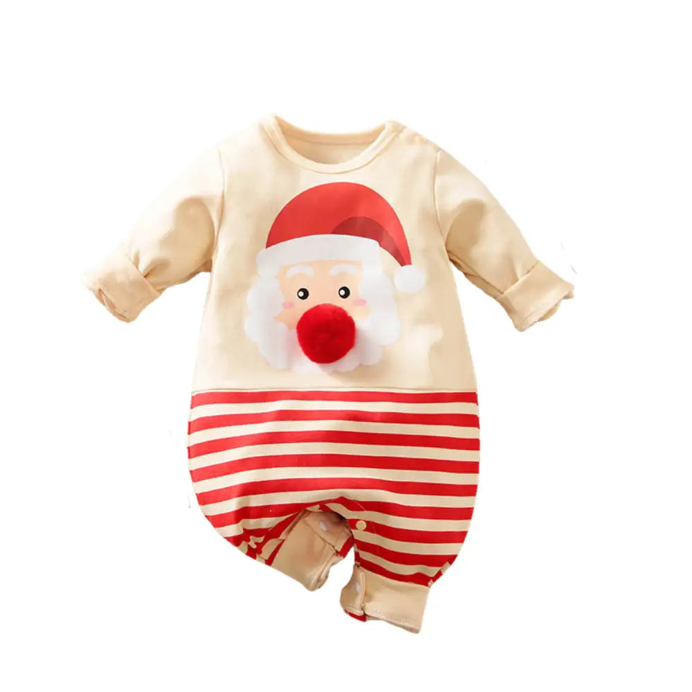 Grenouillère Bébé Noël - Père-Noël Blanc Rayé / Naissance - Grenouillère