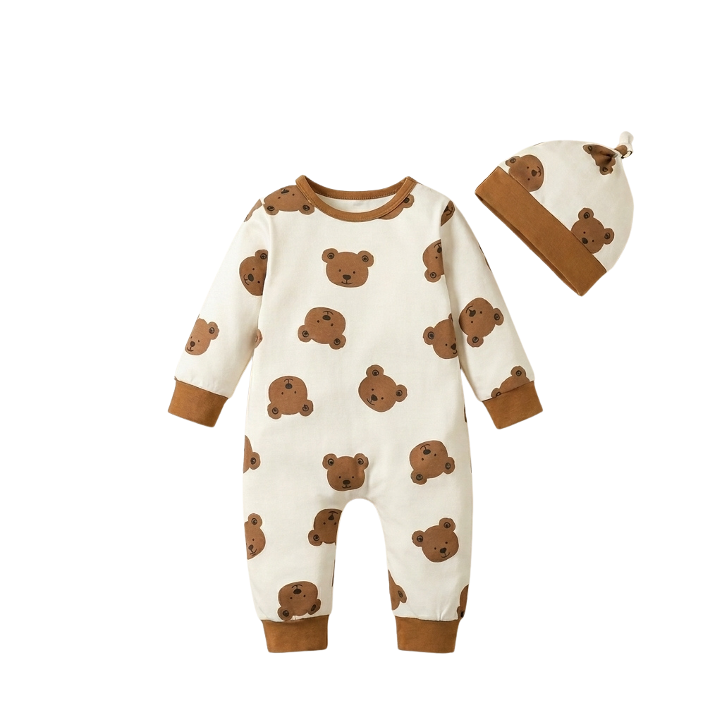 Pyjama Bébé Ourson et Bonnet