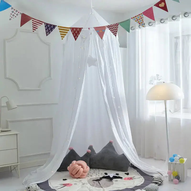 Ciel de lit bébé fantaisie - Blanc triangle
