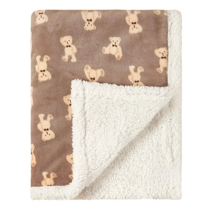 Couverture Polaire Bébé - 75 x 100 cm - Oursons Marron - Couverture