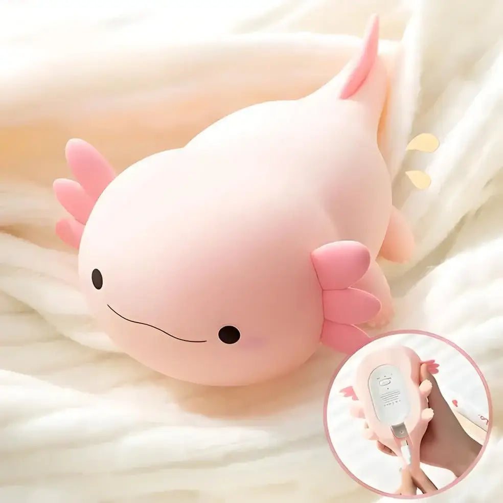 Cute Axolotl Night Light Silicone Nursery Sleeping Lamp Touch Control Nightlights USB Rechargeable Table Lamp for Baby